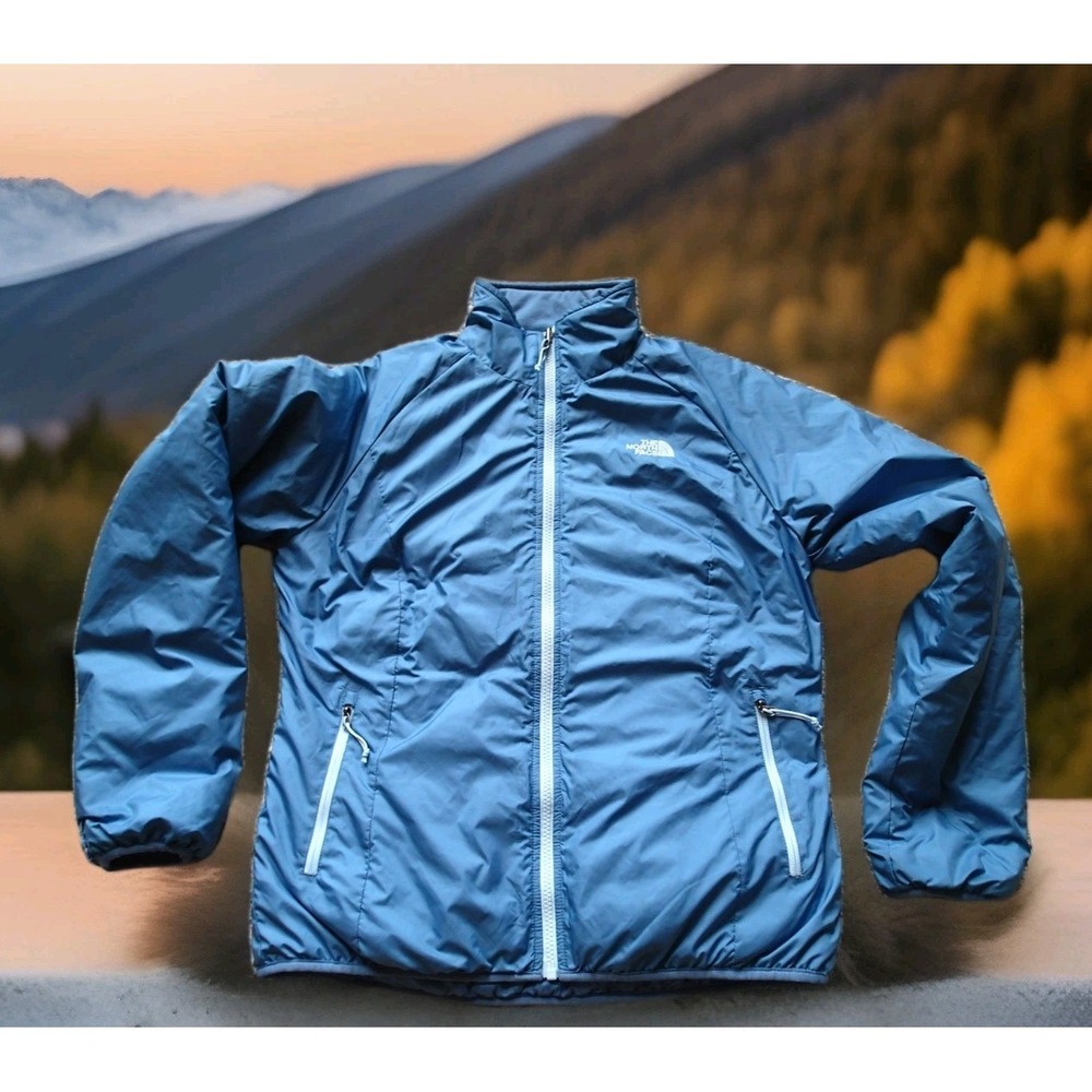 The North Face Puffer Jacket Womens Medium Blue Excellent Insulated Full Zip